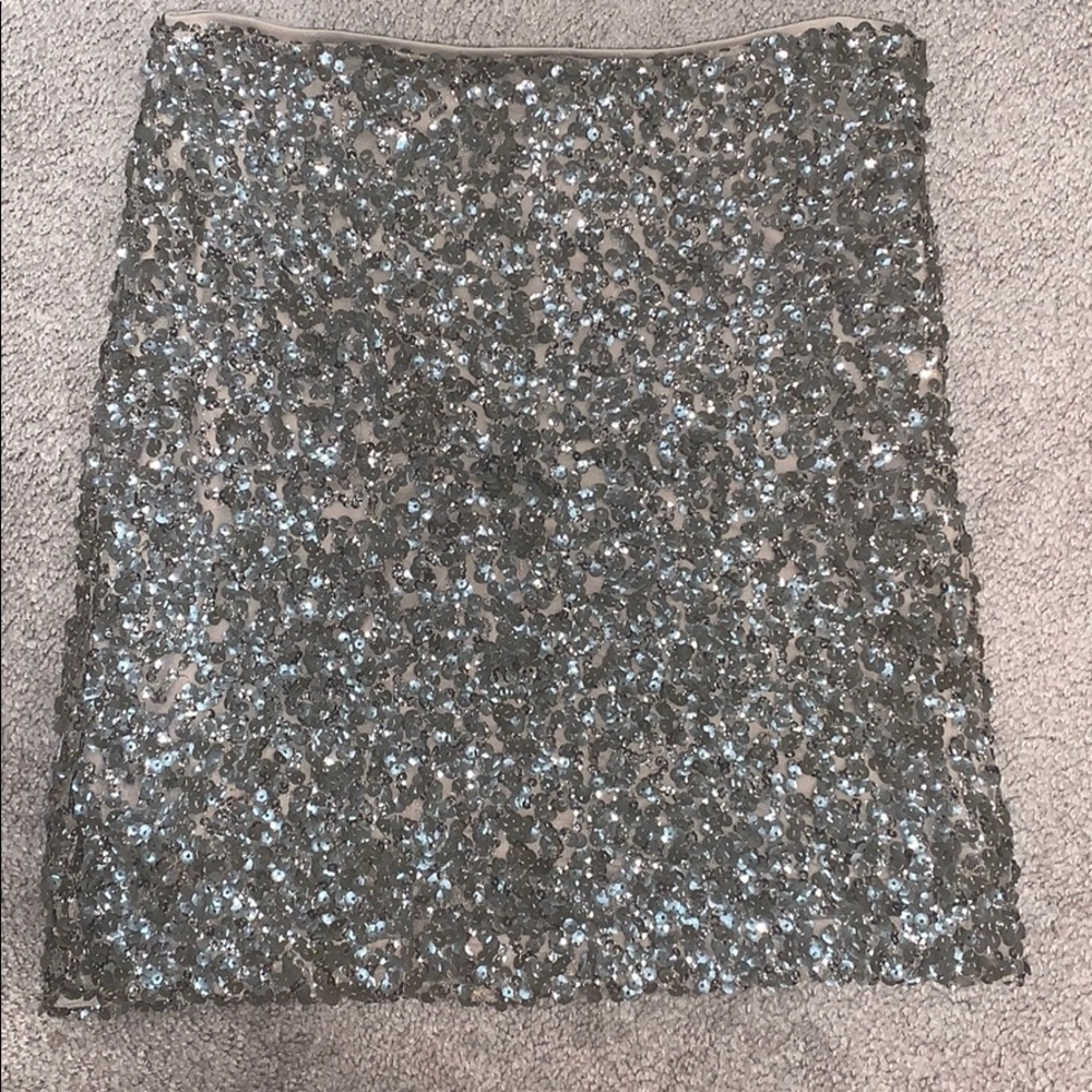 Free People Silver Sequin Midi Skirt